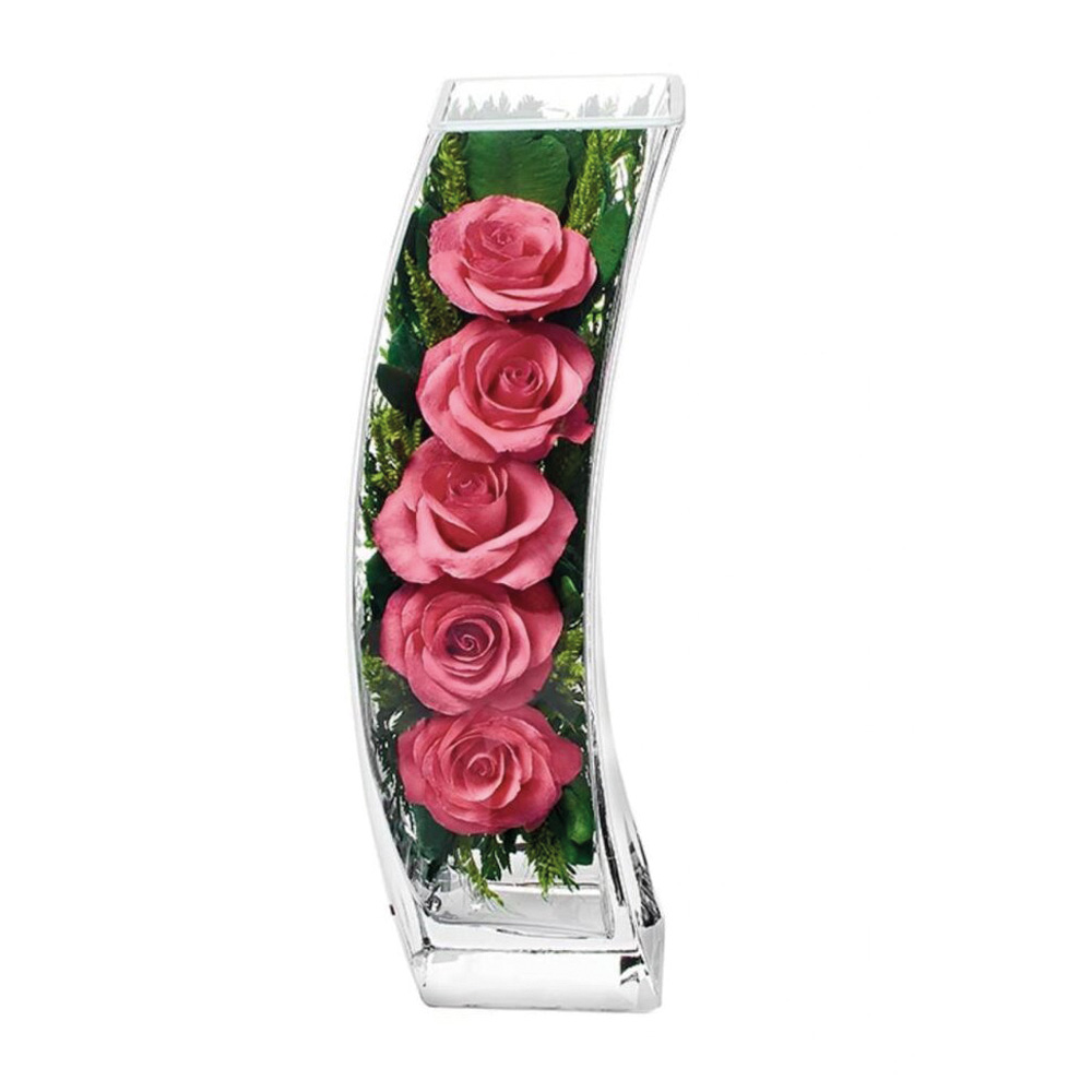 Натуральные цветы в стекле Композиция из розовых роз
